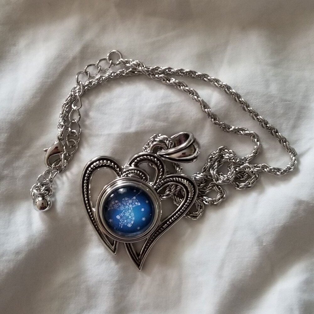 Silver Angel and Heart Necklace